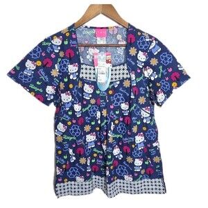 Hello Kitty Tooniforms Go Green Scrub Top Medium